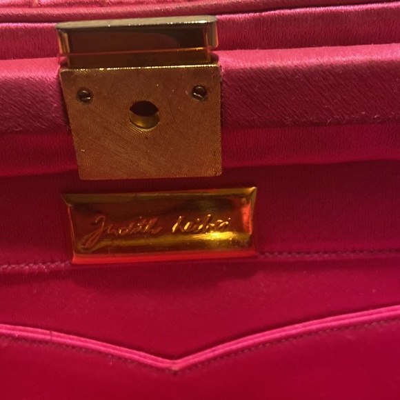 VINTAGE JUDITH LEIBER for Bonwit Teller rose pink satin shoulder bag - Picture 6 of 6